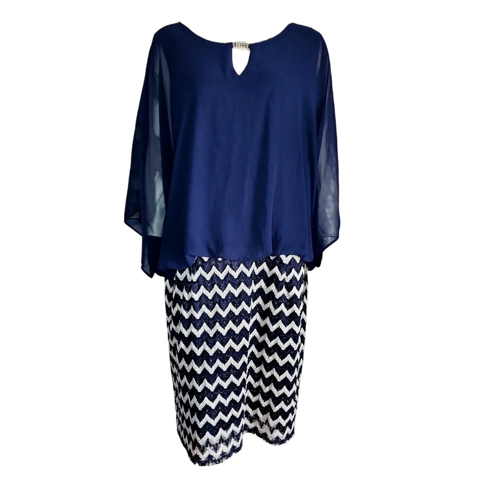 Perceptions Woman Dress Womens Plus Size 24W Blue Event Modest Dressy Party